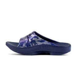 'OOFOS' Women's OOahh Slide Limited Edition - Navy / Silver / Silver Snake -Shoes Haven Sales 1103NVYSILSNK shot4 1024x1024@2x
