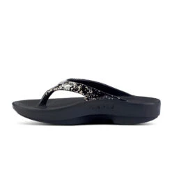 'OOFOS' Women's OOlala Thong Limited Edition - Black / Champagne Pop -Shoes Haven Sales 1403BLKCHMPGNE shot4 1024x1024@2x