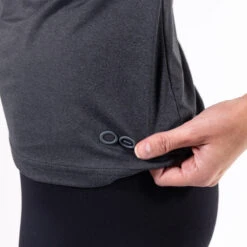 OOfos Women's COOl Down V Neck - Dark Gray Heather -Shoes Haven Sales DarkVNeck