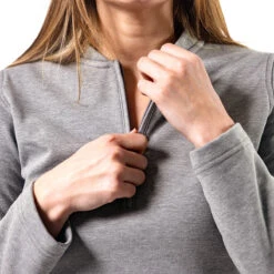 OOfos Women's COOl Down ¼ Zip - Gray Heather -Shoes Haven Sales Womens 1 4Zip